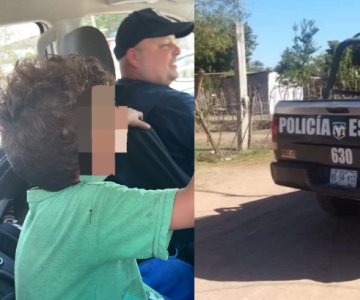 Policías rescatan a menor de 4 años perdido en Miguel Alemán