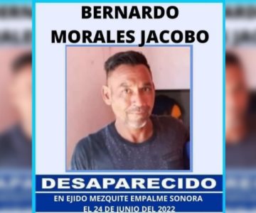 Solicitan apoyo para localizar a Bernardo Morales, desaparecido en Empalme