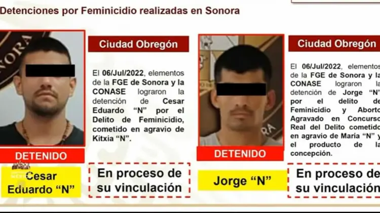 Cajeme con dos de 17 feminicidas detenidos en México la última semana