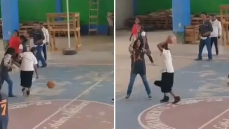 Abuelita demuestra desempeño en la cancha.