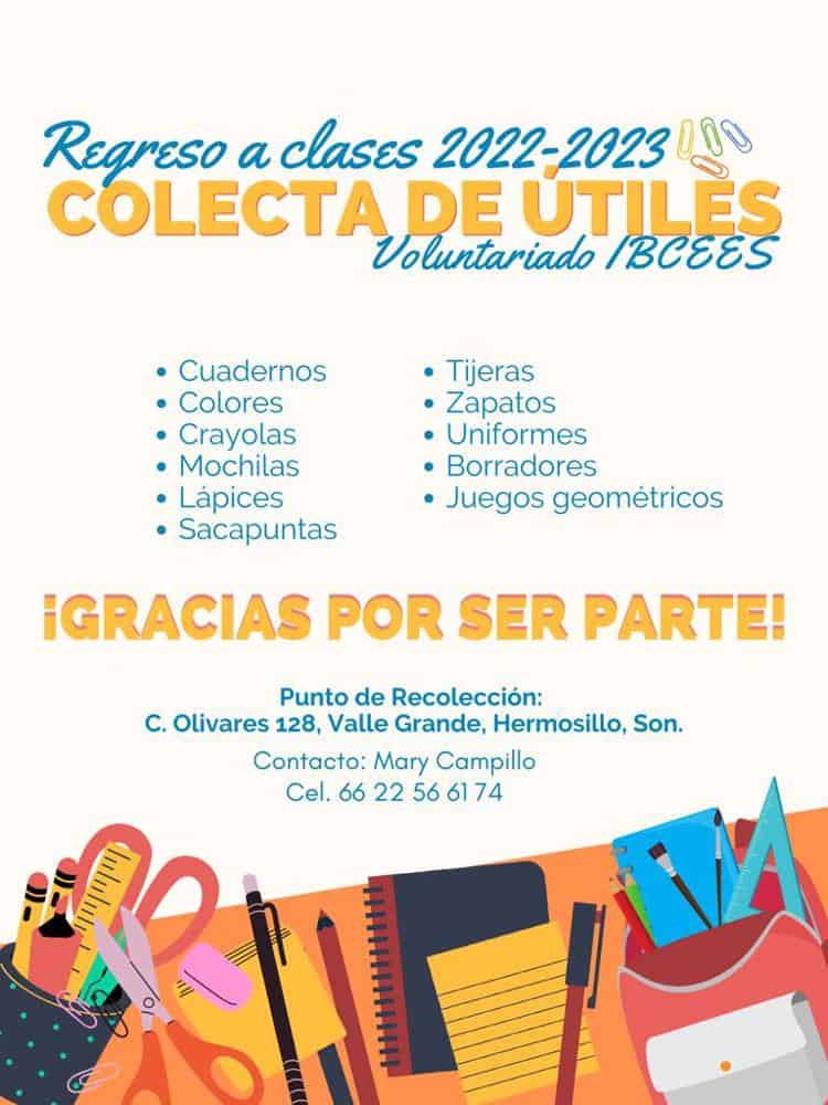Harán colecta de útiles para niños del ejido Trinidad Sánchez Leyva