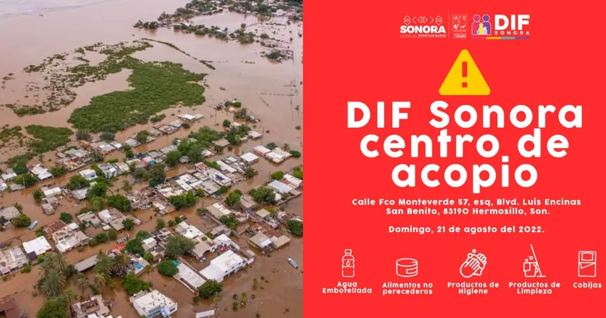 DIF instalará centro de acopio para damnificados de Guaymas y Empalme