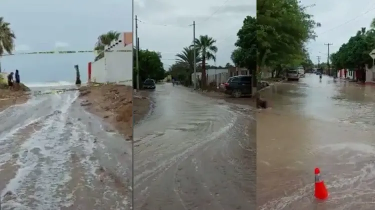 Agua de mar se desborda en Bahía de Kino por fuerza de Kay