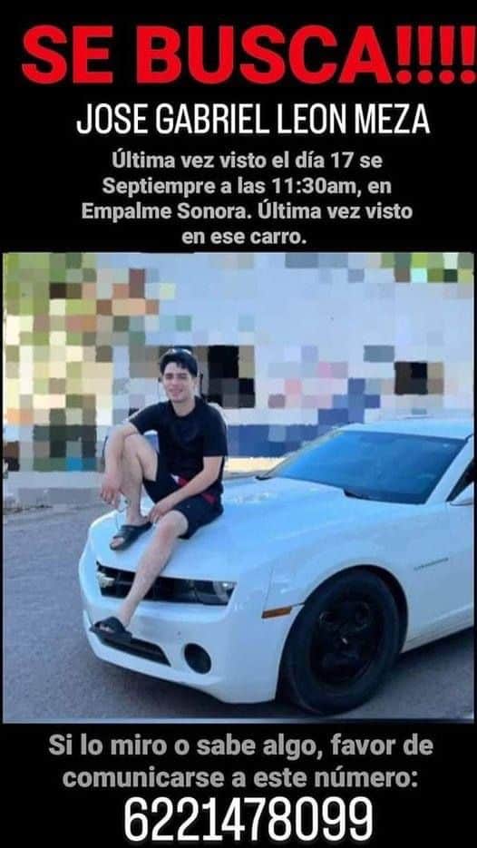 Empalme: buscan a José Gabriel; salió a vender un auto y no ha regresado