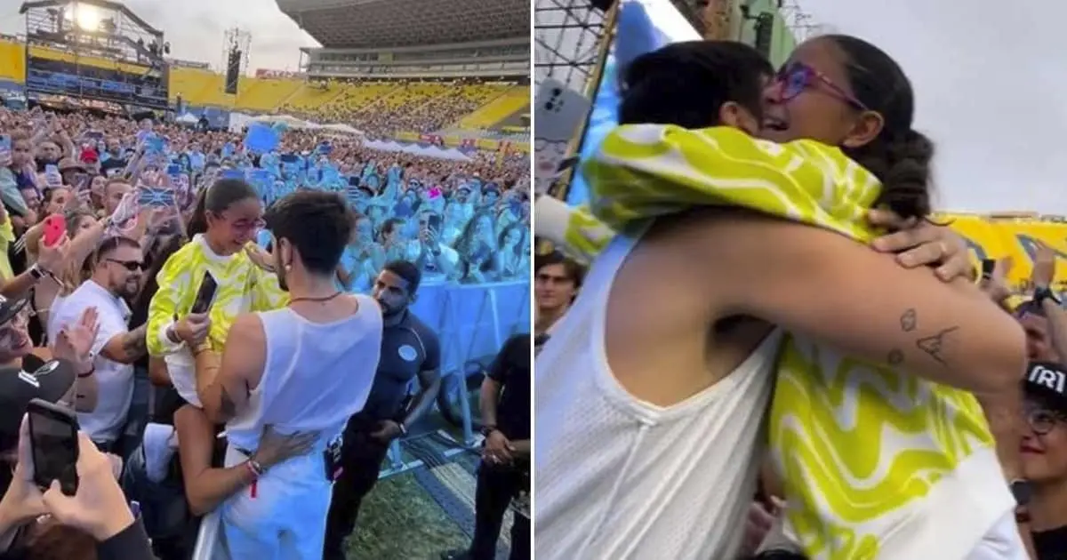 Camilo conmueve al público con acto tras abrazar a un niña