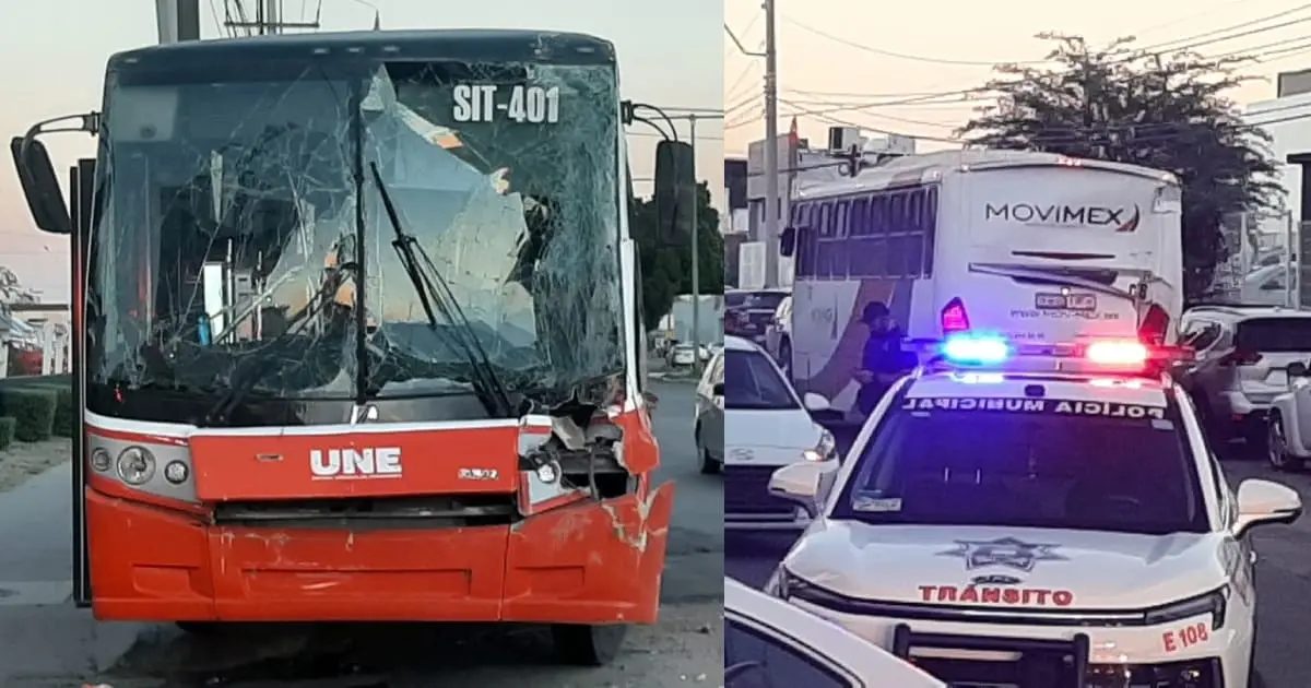 Camión urbano y privado protagonizan accidente en bulevar Luis Encinas