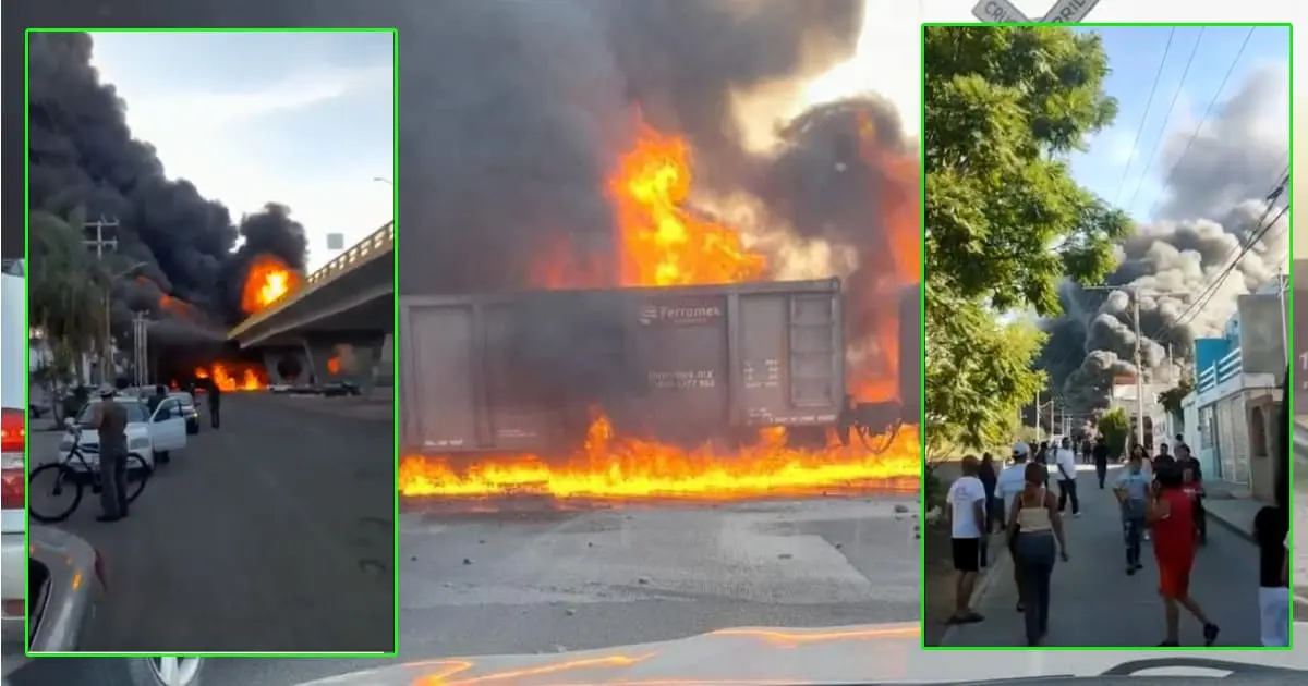 Explota pipa de combustible tras ser impactada por tren en Aguascalientes