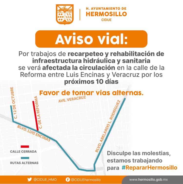 ¡Toma tus precauciones! Cerrarán tramo de la calle Reforma