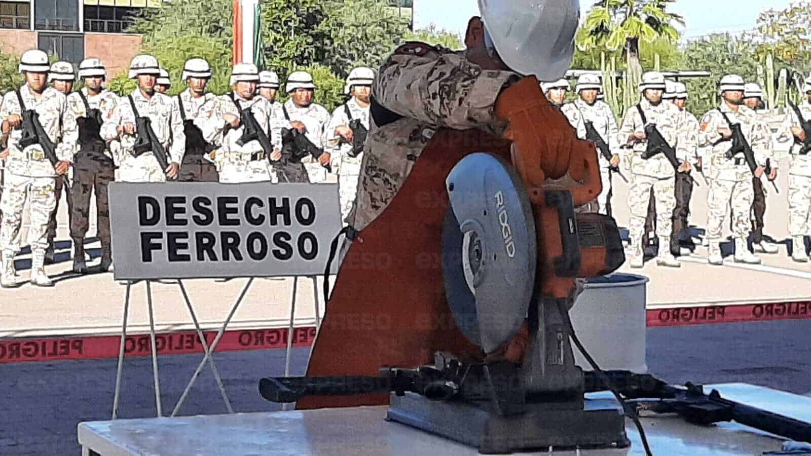 Destruyen cerca de 600 armas decomisadas en Sonora