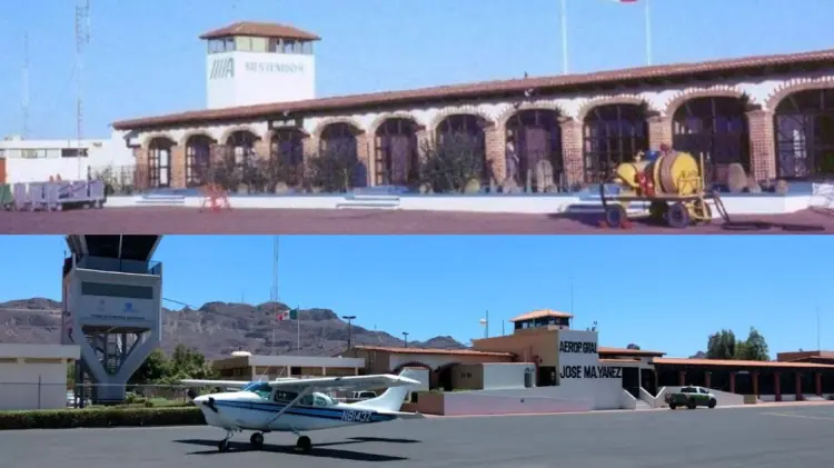 Antes y después del Aeropuerto Internacional de Guaymas (Foto: Cortesía)