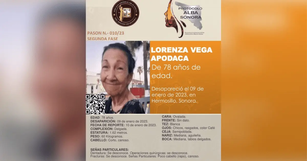 Protocolo Alba: buscan a Lorenza Vega Apodaca