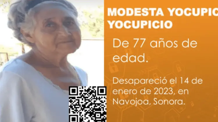 Modesta Yocupicio fue vista por última vez el sábado 14 de enero. (Foto: Especial/EXPRESO)