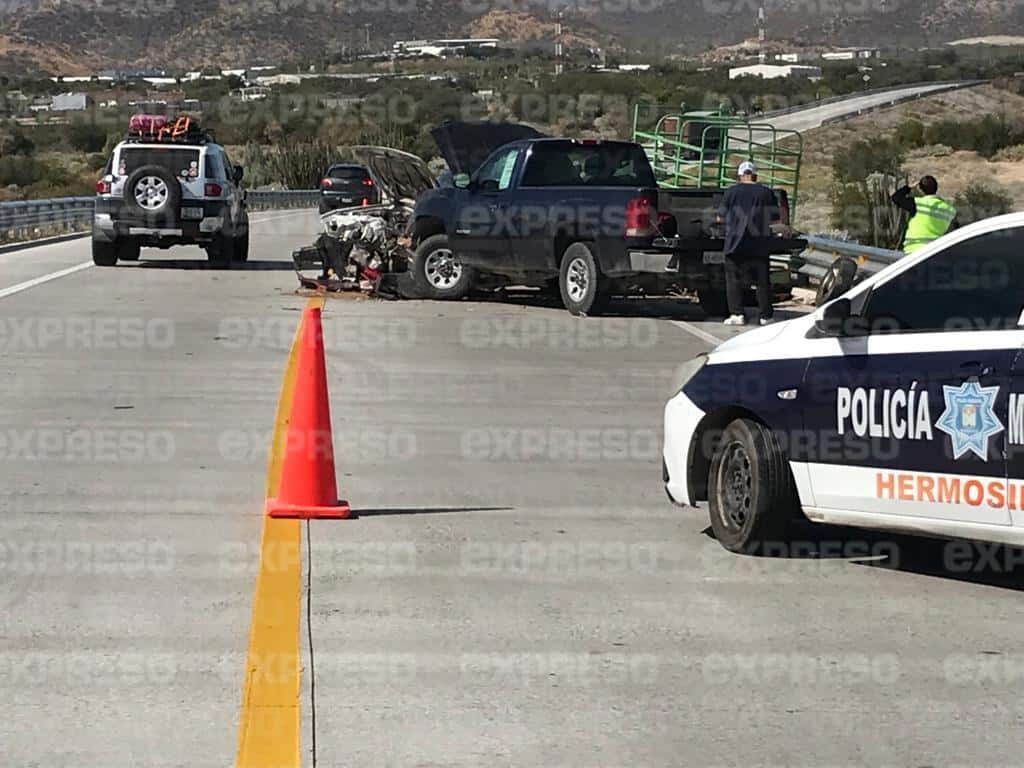 Aparatoso choque en el libramiento Hermosillo-Guaymas deja un lesionado