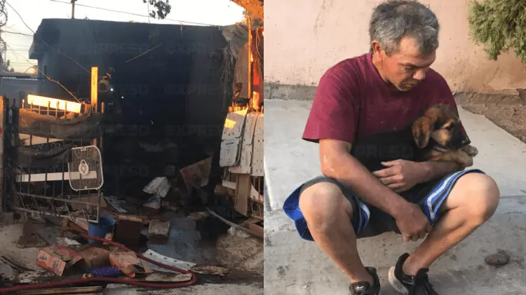 Carlos Armando salió del incendio con su perro en brazos. (Fotos: Jorge Flores/EXPRESO)