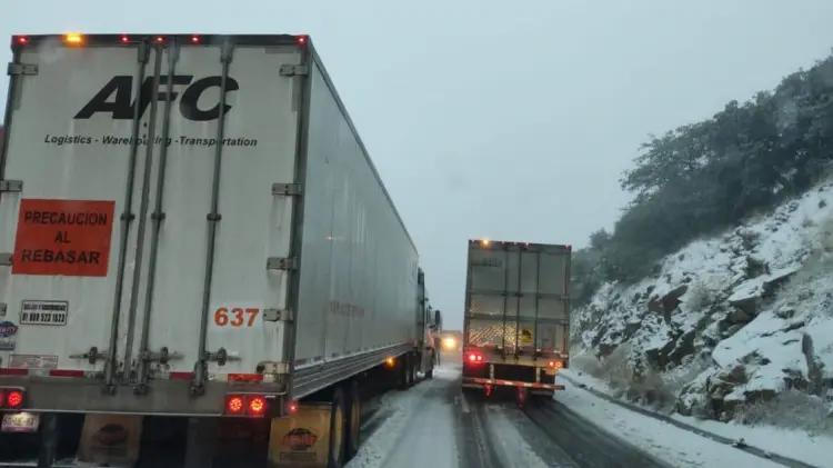 Carreteras se llenan de nieve tras los efectos del frente frío número 33. (Foto: Cortesía)