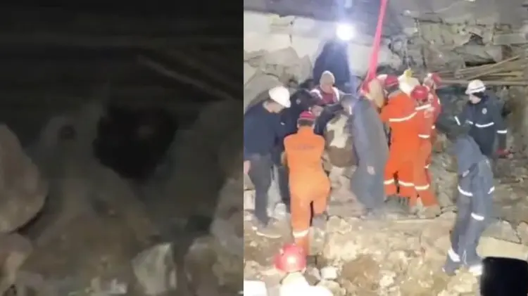 Equipos de búsqueda y rescate acudieron al lugar a rescatar al bovino. (Foto: Twitter / Capturas de pantalla)