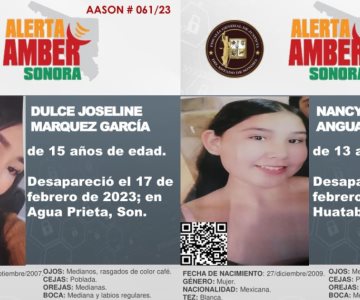 Doble Alerta Amber en Sonora, buscan a Dulce y Nancy