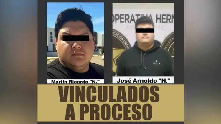 Martín Ricardo N y José Arnoldo N fueron vinculados a proceso y se mantienen en prisión preventiva. (Foto: Cortesía de Fiscalía de Sonora)