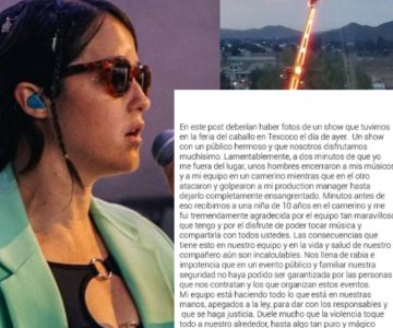 Golpean equipo de Ximena Sariñana en concierto