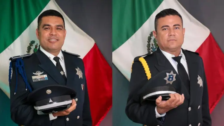 Jesús Alberto Navarro Velarde y Jorge Alberto Galindo Ayón, agentes de SSP Cajeme (Fotos: Cortesía)