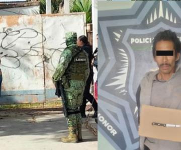 Detienen a hombre por amenazar con arma blanca a su pareja en vía pública