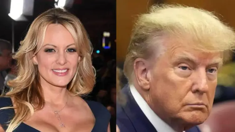 Stormy Daniels, actriz de cine de adulto; Donald Trump, expresidente de EU. (Foto: Especial/EXPRESO)