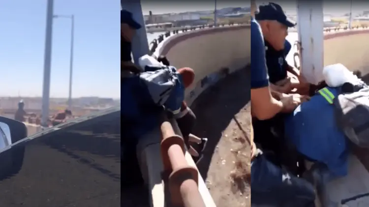 La joven fue rescatada instantes antes de caer desde el puente. (Foto: Especial/EXPRESO)