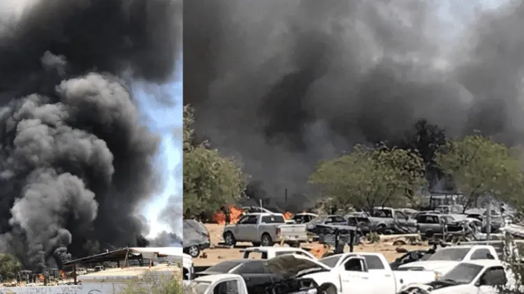 Incendio en El Tazajal, Hermosillo. (Foto: Jesús Ballesteros)