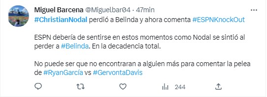 Christian Nodal se convierte en comentarista de box y así lo recibe Twitter