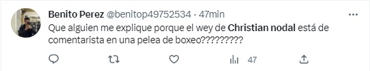 Christian Nodal se convierte en comentarista de box y así lo recibe Twitter