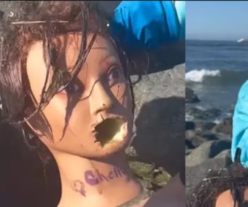 Video| Joven encuentra maniquí sexual mientras limpiaba una playa