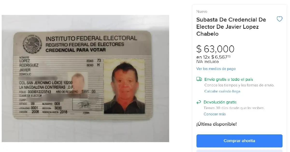 ¡Coleccionistas! IFE de Xavier López Chabelo está en subasta