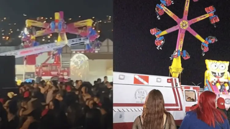 Colapsa juego mecánico en Nogales. (Foto: Redes / EXPRESO)