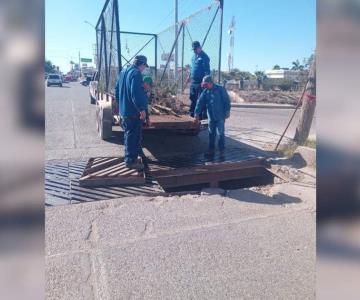 Servicios Públicos limpia rejillas antes de temporada de lluvias en Navojoa