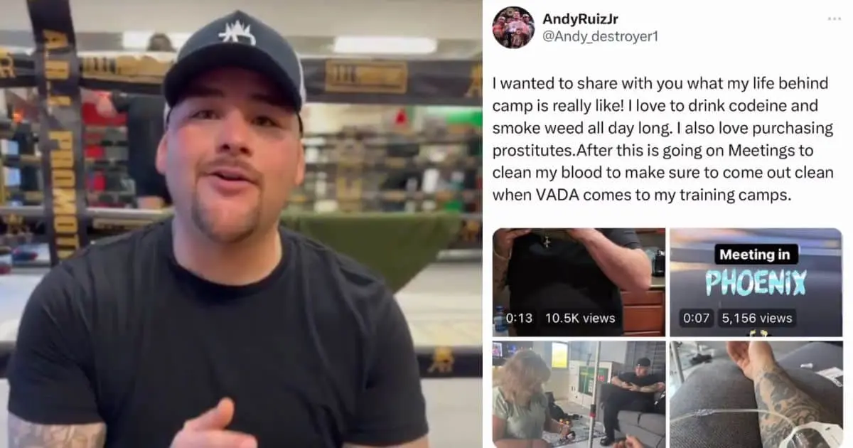 Andy Ruiz sube videos con drogas en Twitter; dice que fue hackeado