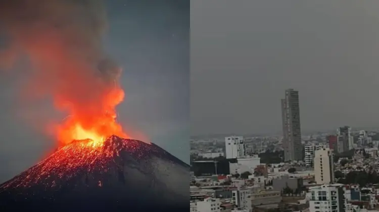 La ceniza del Popocatépetl se dirige a Puebla, Tlaxcala y Veracruz. (Foto: Twitter/@SkyAlertMx)