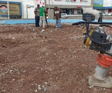 Inician trabajos de rehabilitación del Obelisco y la fuente en Guaymas