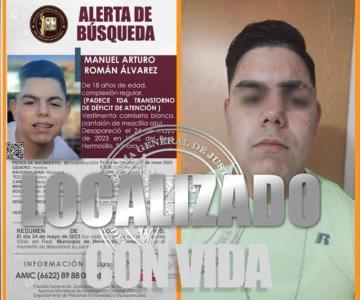 Localizan sano y salvo a Manuel Arturo Román en Hermosillo