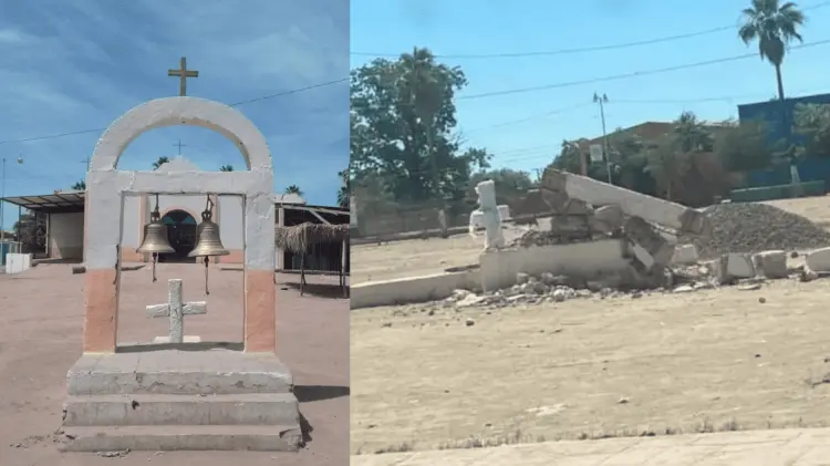 Destruyen campanario de templo Yoreme-Mayo. (Foto: Cortesía / EXPRESO)