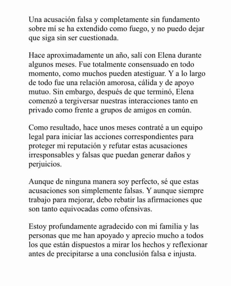 Tenoch Huerta rompe el silencio y responde a las acusaciones de Elena Ríos