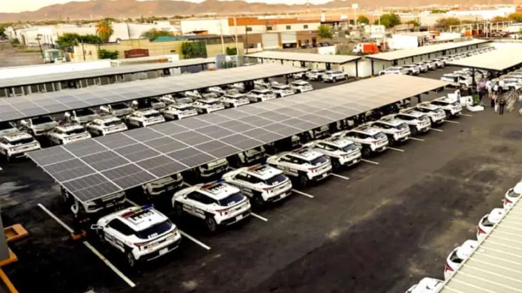 Electrolinera de patrullas eléctricas en Hermosillo ( Foto: Especial / EXPRESO)