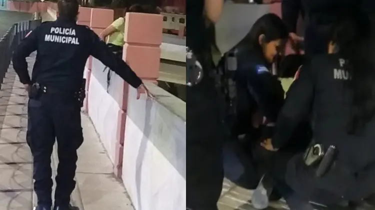 Policía rescata a menor de puente en Rosales y Serna (Foto:Especial/EXPRESO)