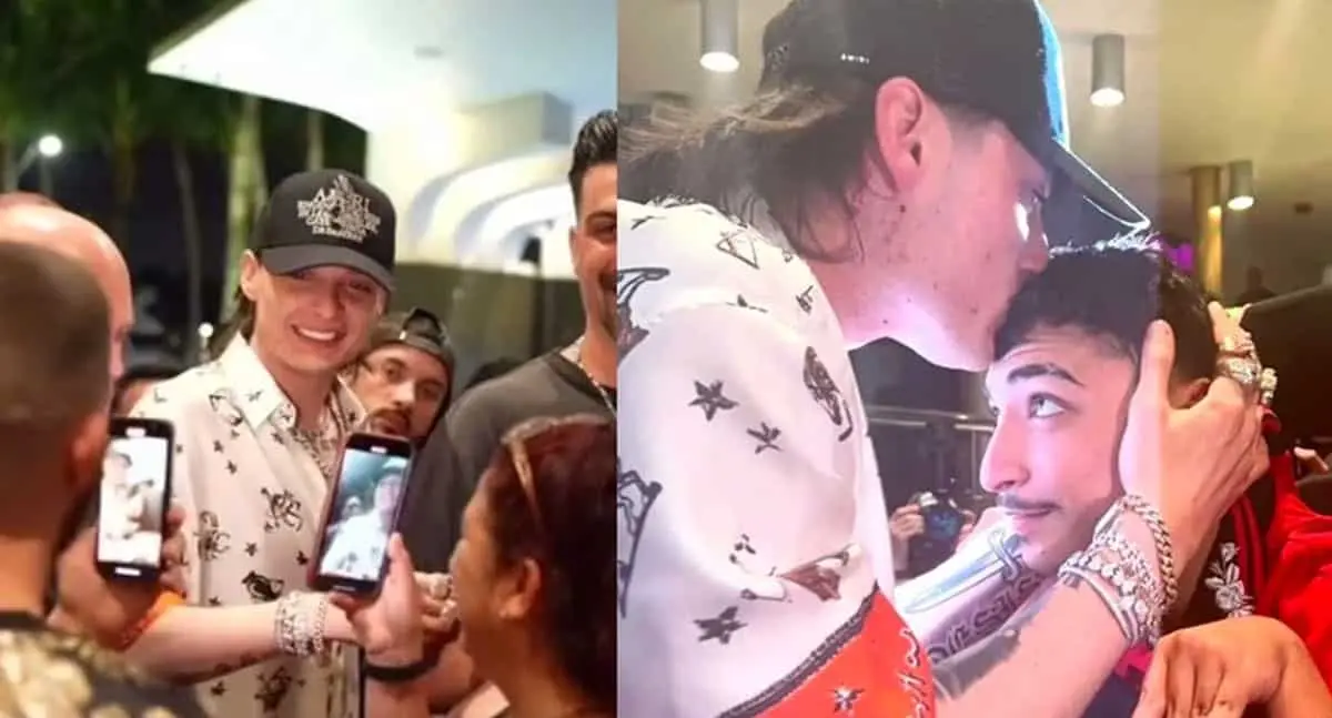 Peso Pluma conoce a fan en Miami y lo recibe con un gesto conmovedor