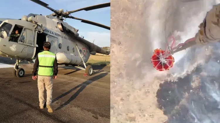 La ayuda del helicóptero resultó determinante para el control del incendio. (Foto: Protección Civil)