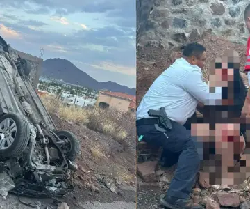 Volcamiento en Guaymas deja dos personas lesionadas