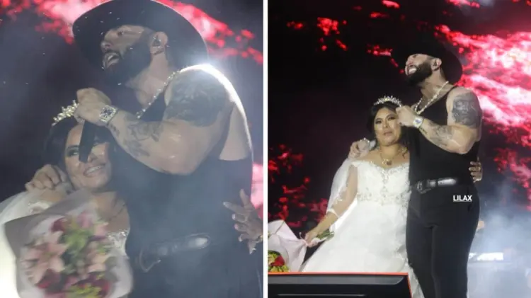 Fan sorprende a Carin León vestida de novia (Foto: Especial/EXPRESO)