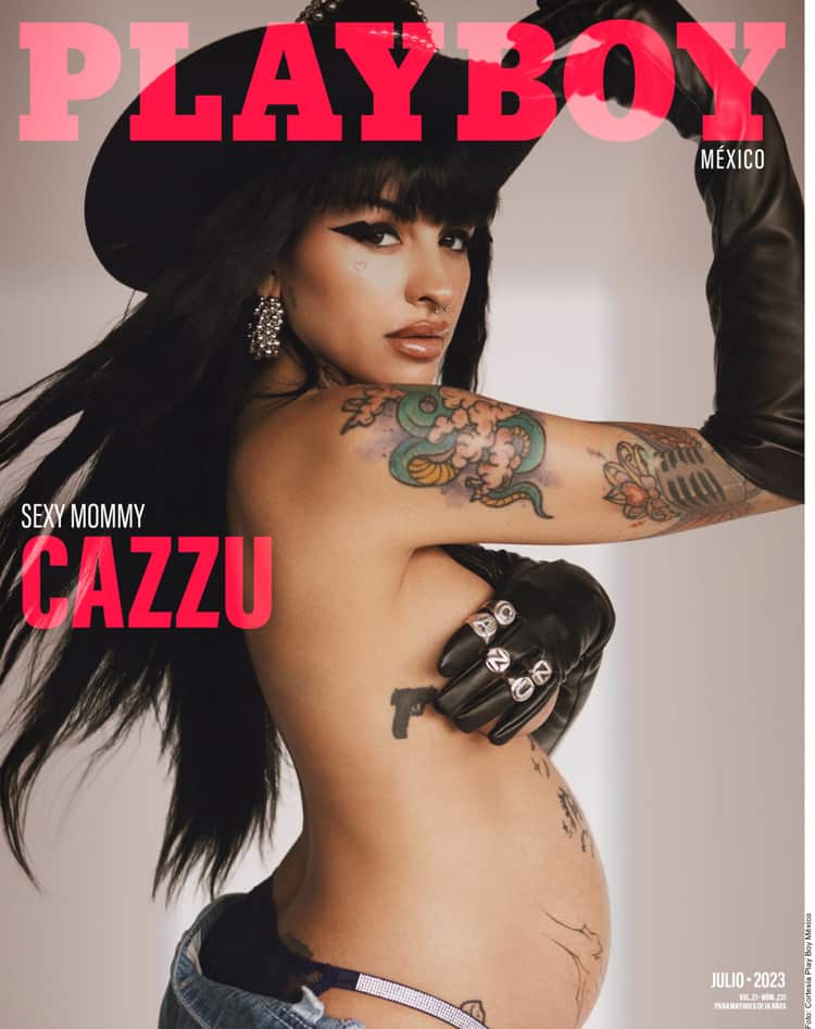 Cazzu posa embarazada en revista para adultos