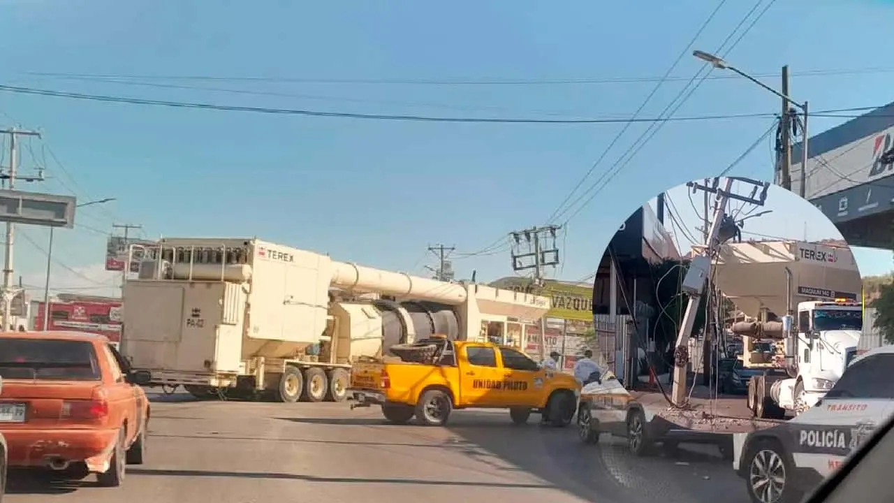 Camión derriba poste y afecta servicio de energía eléctrica