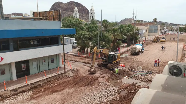 Trabajos en calle Serdán llevan un 30% en Guaymas (Foto:Blanca Ruelas/EXPRESO)