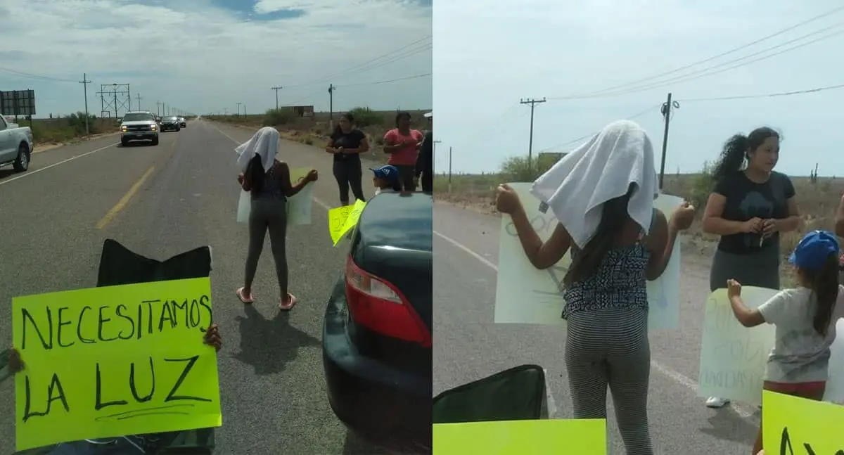 Bloquean carretera Hermosillo-Bahía de Kino por falta de luz